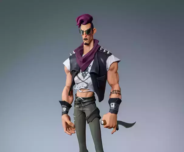 Punk Male Low-poly 3D model