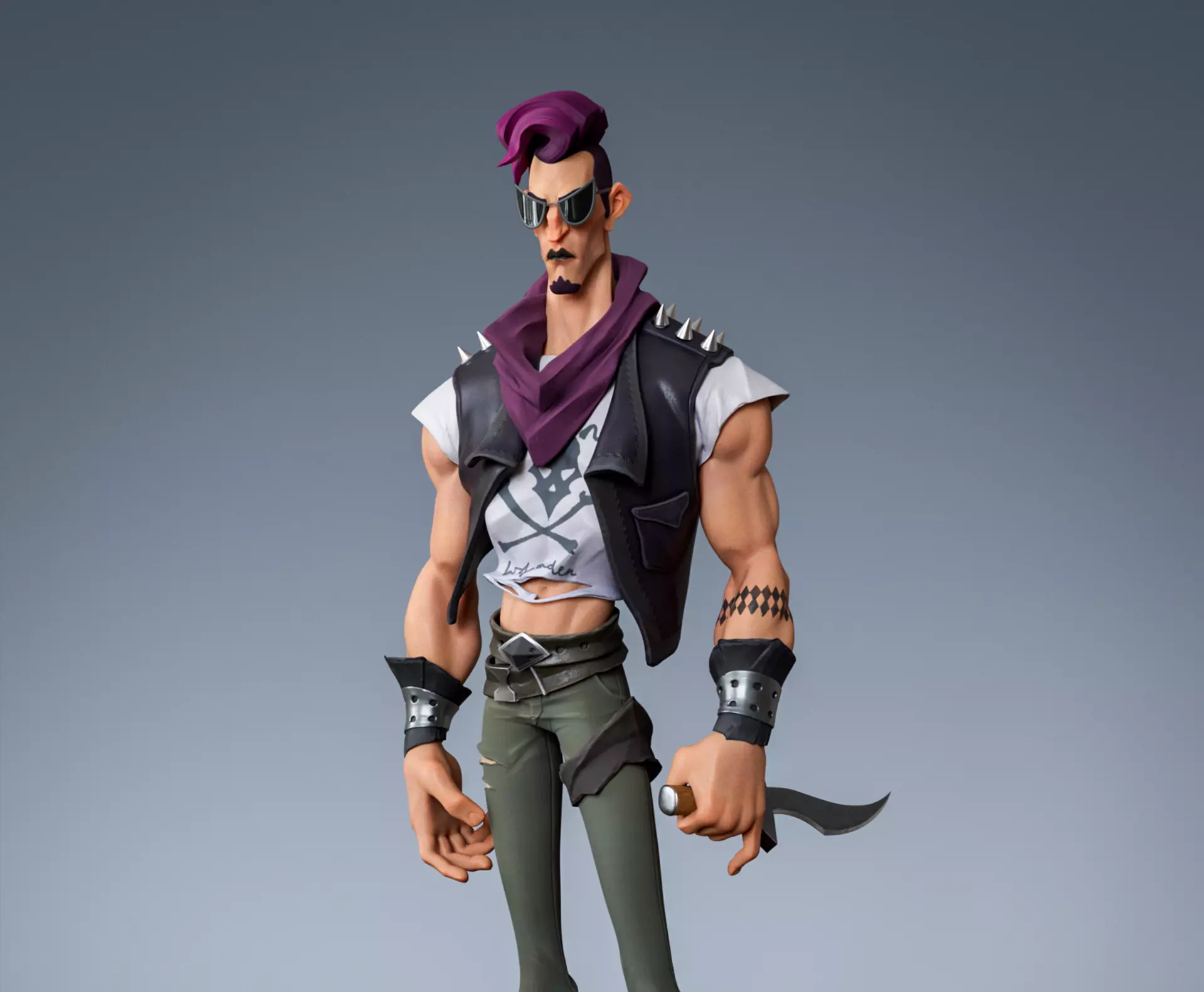 Punk Male Low-poly 3D model_0