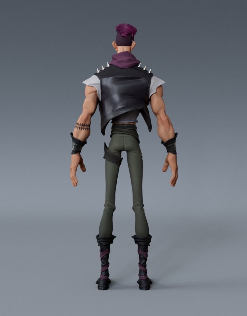 Punk Male Low-poly 3D model_6