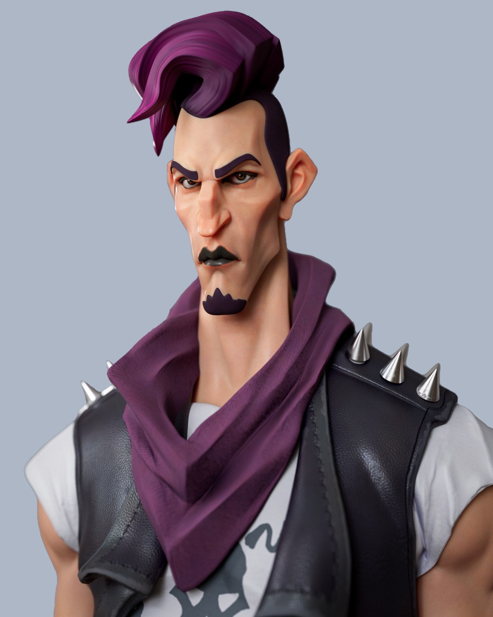 Punk Male Low-poly 3D model_3