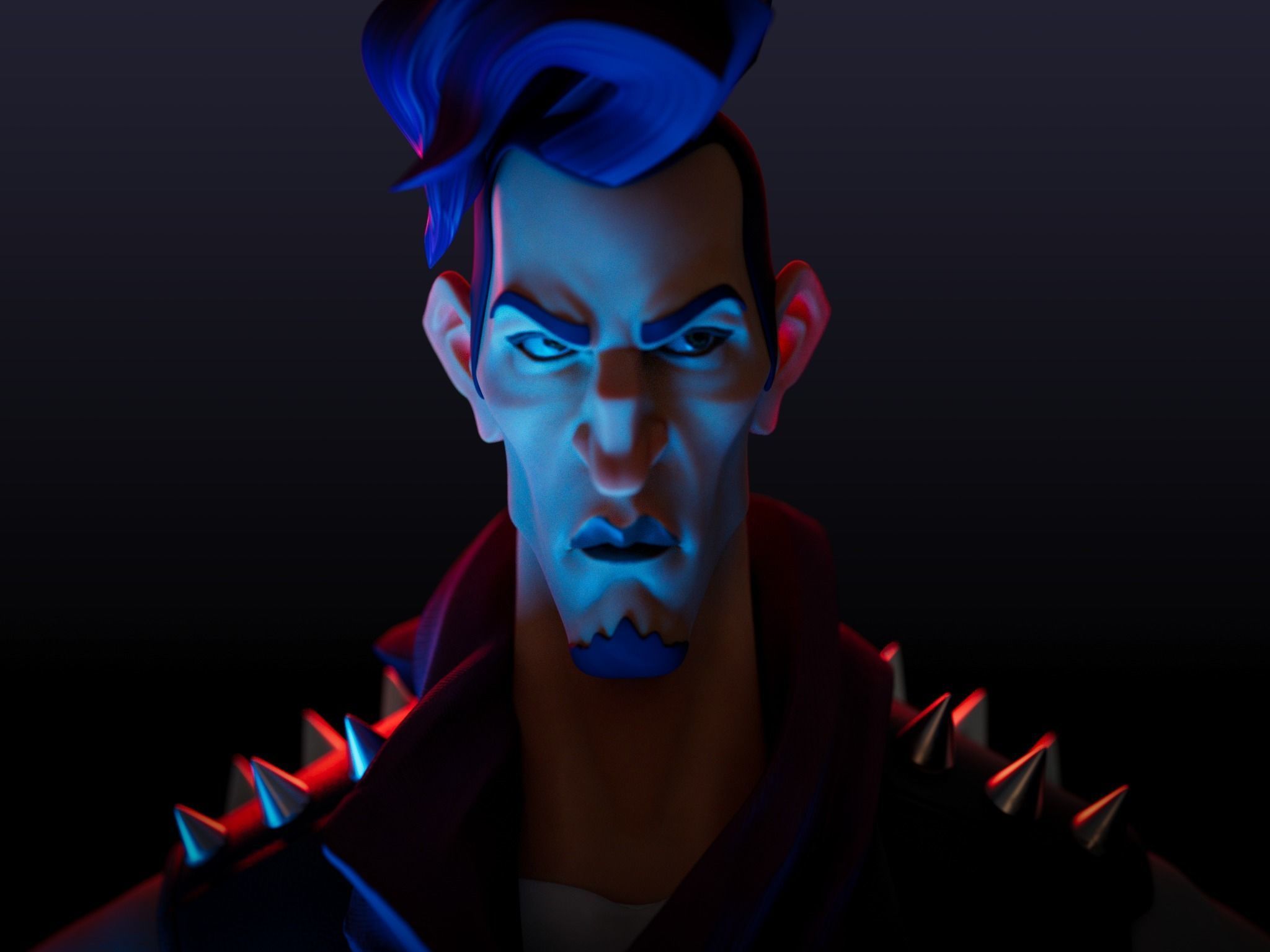 Punk Male Low-poly 3D model_7
