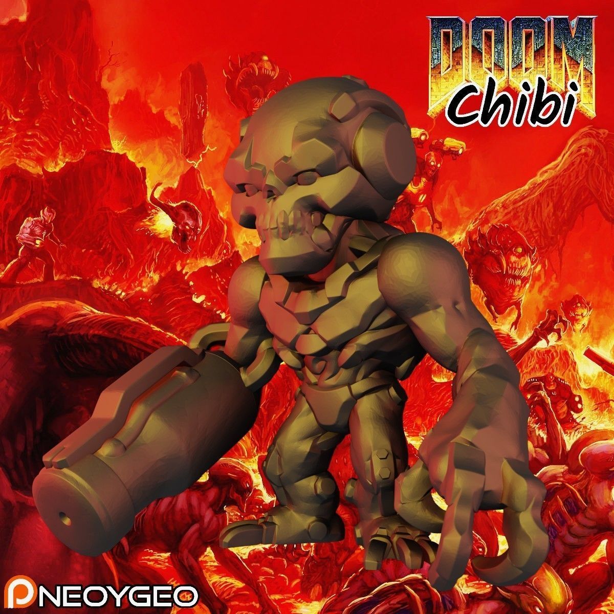 MECHA ZOMBIE - DOOM CHIBI KEYCHAIN 3D print model_1