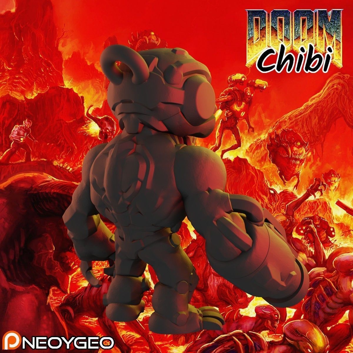 MECHA ZOMBIE - DOOM CHIBI KEYCHAIN 3D print model_2