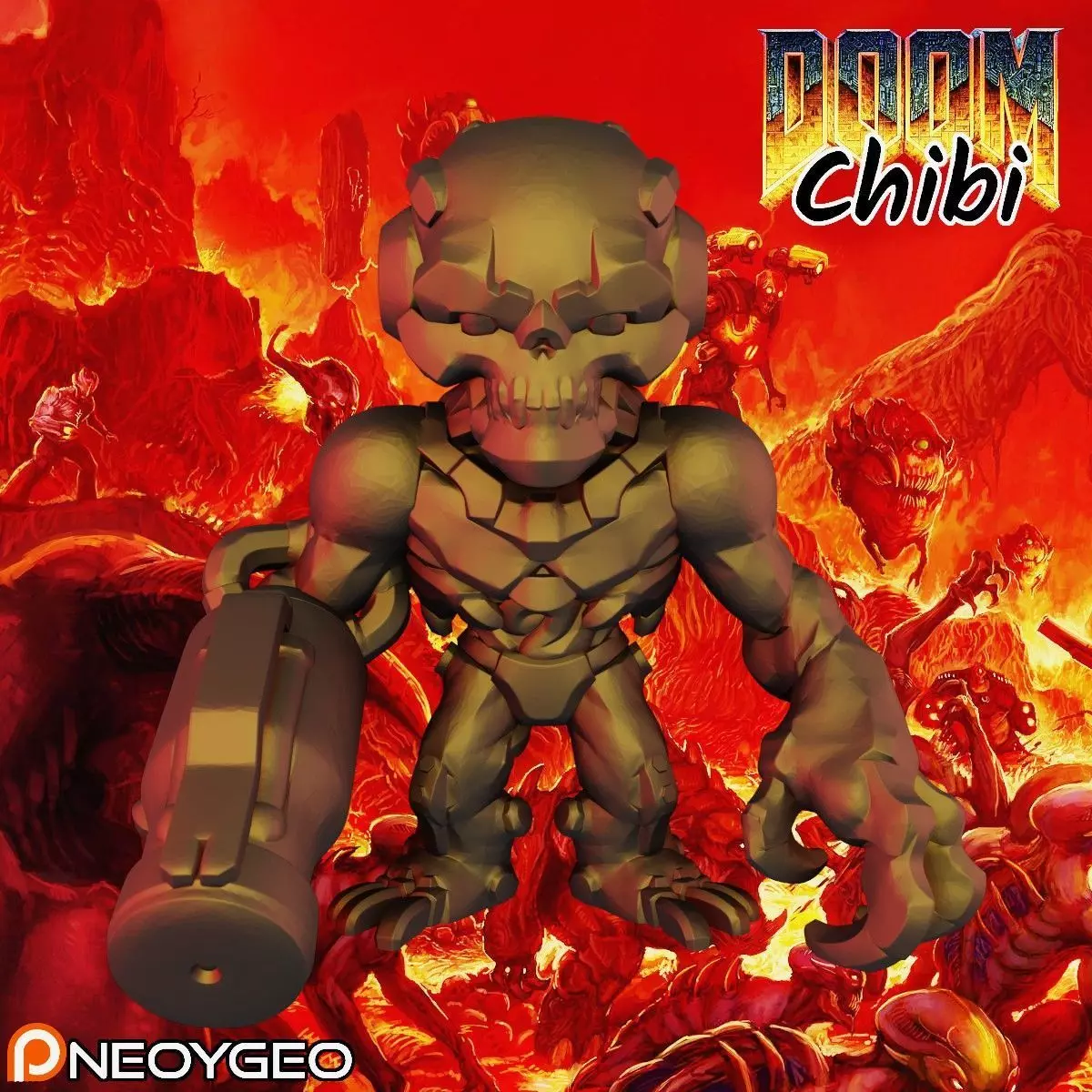 MECHA ZOMBIE - DOOM CHIBI KEYCHAIN 3D print model_0