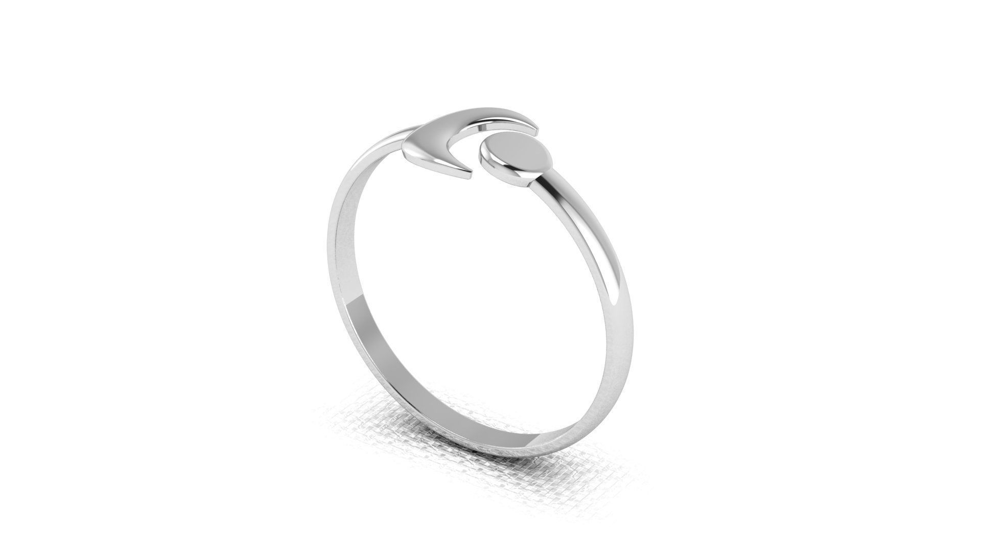 Silver moon shaped ring for 3D printing 3D print model_2