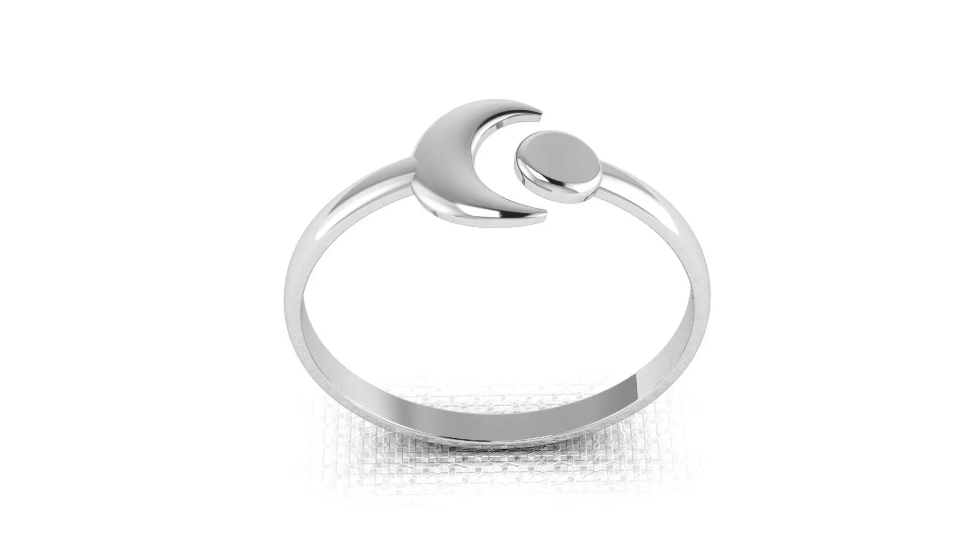 Silver moon shaped ring for 3D printing 3D print model_0