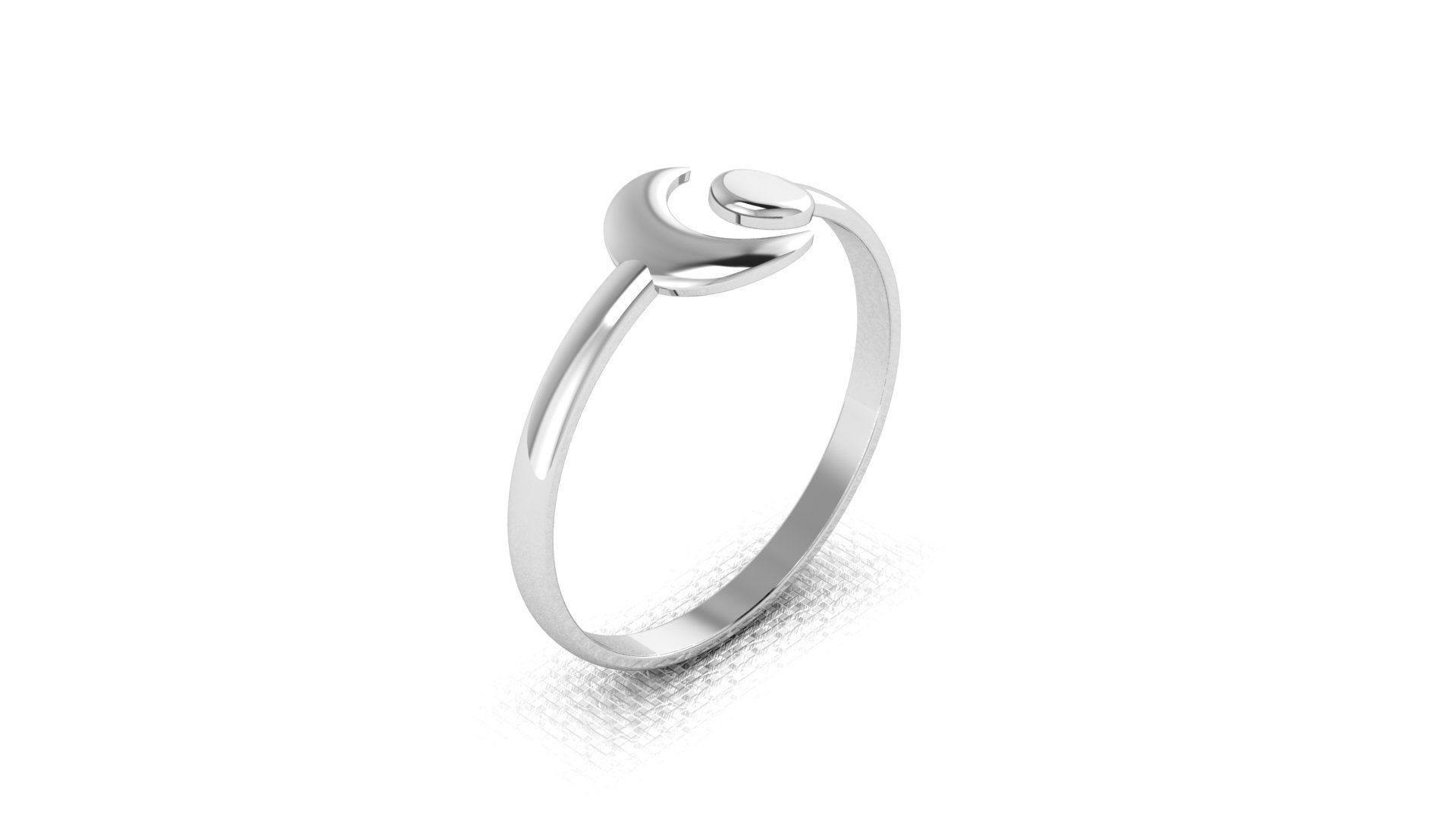 Silver moon shaped ring for 3D printing 3D print model_1