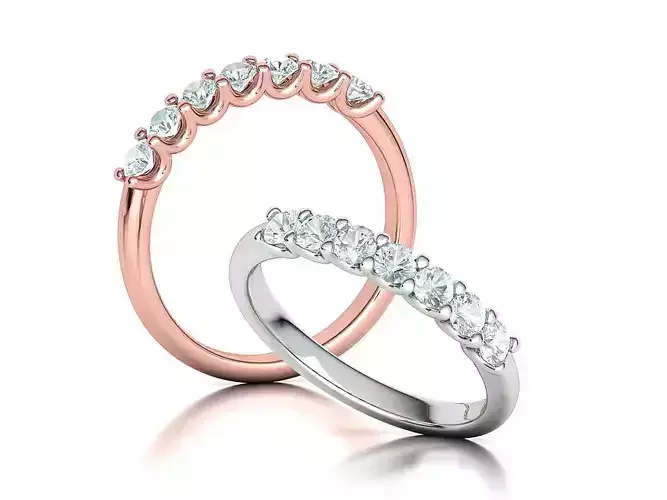 7 stone band U-shaped half eternity band ring 3dmodel