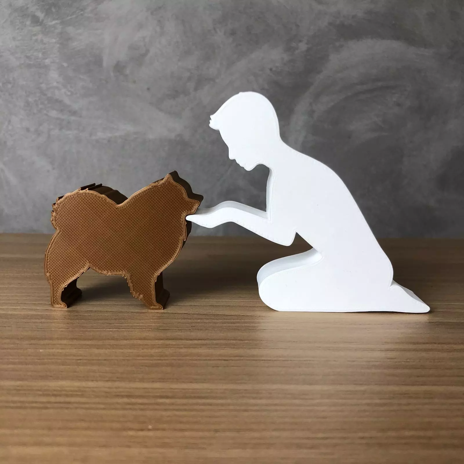 Boy and his German Spitz - pomeranian for 3D printer or laser 3D print model
