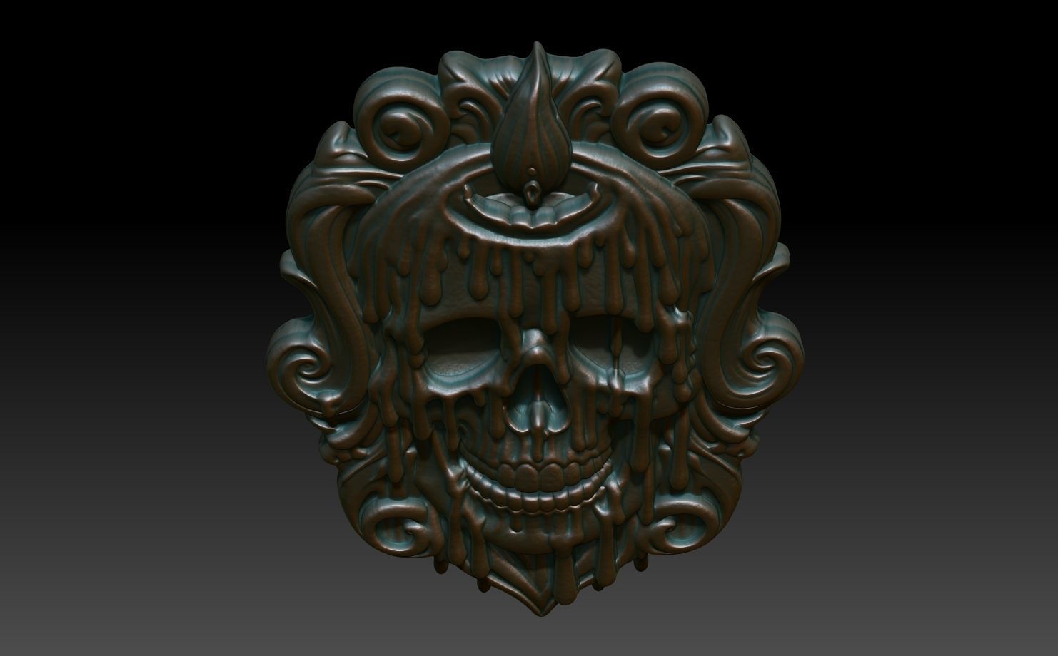 Halloween skull Basrelief 240528 08 3D print model_3