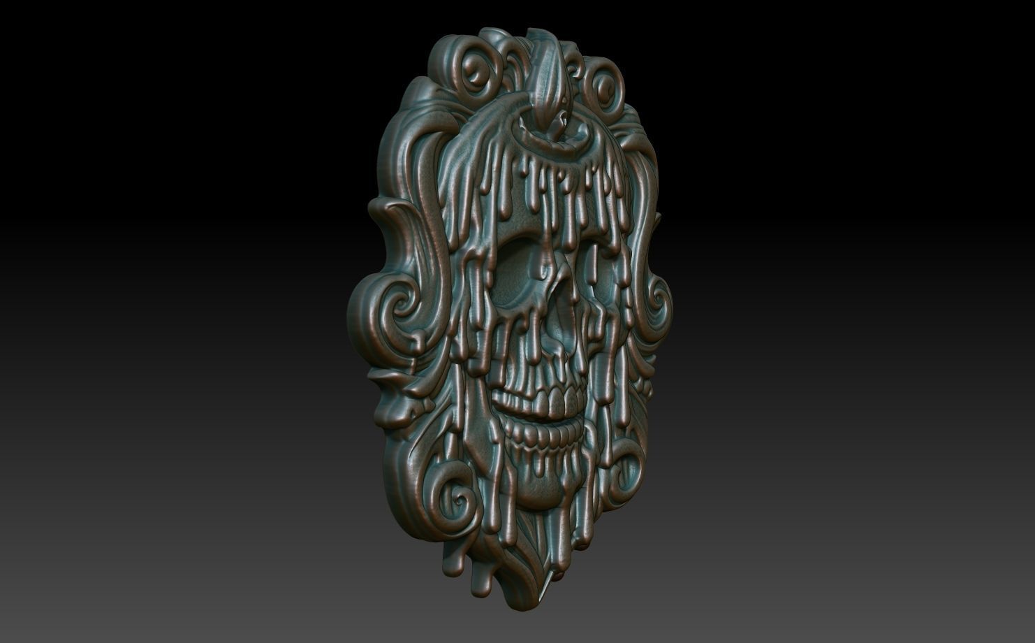 Halloween skull Basrelief 240528 08 3D print model_2
