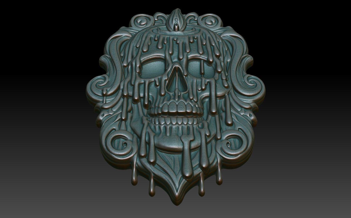 Halloween skull Basrelief 240528 08 3D print model_4