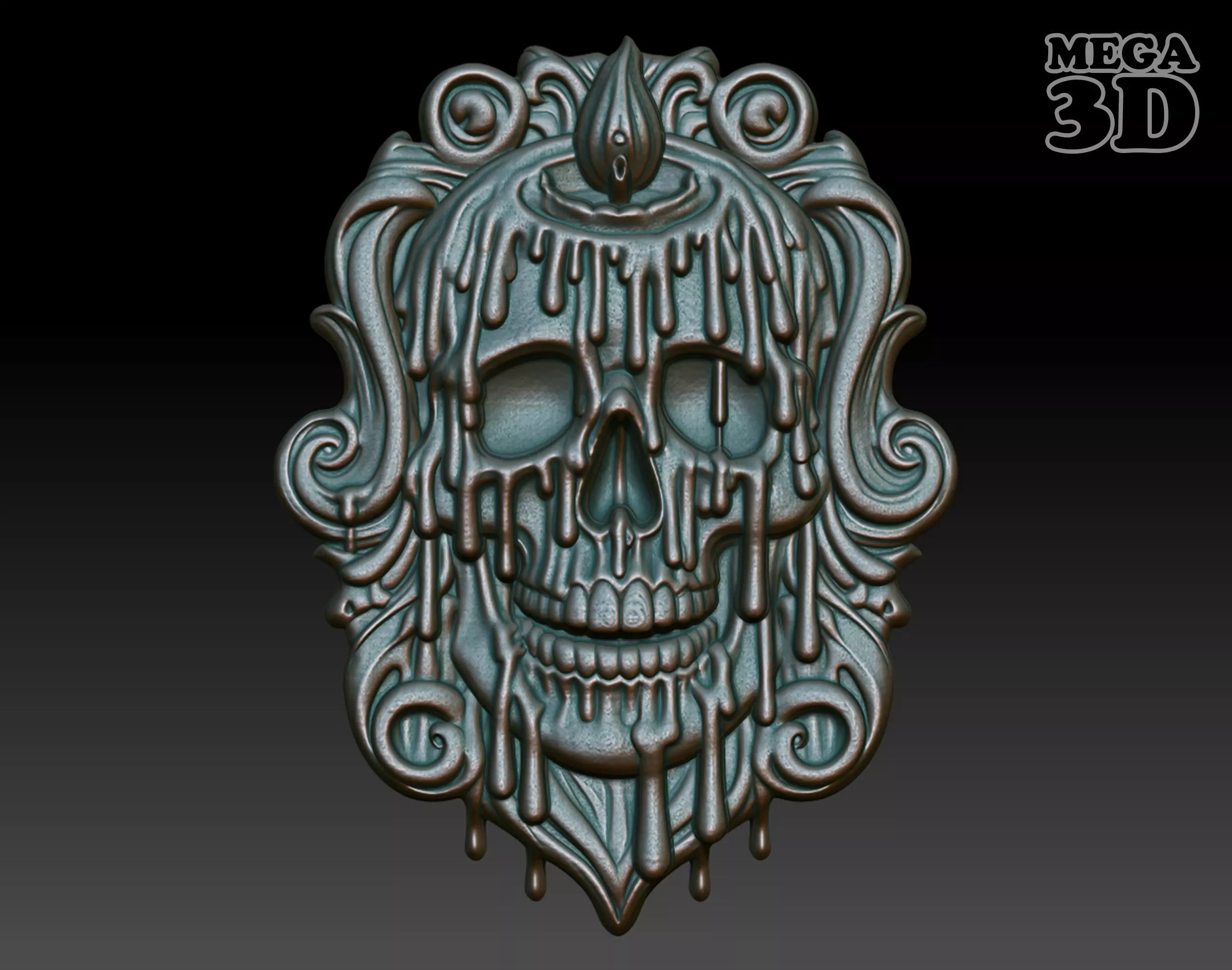 Halloween skull Basrelief 240528 08 3D print model_0