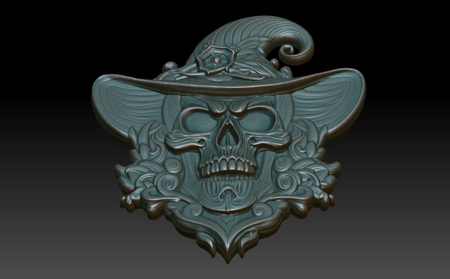 Halloween skull Basrelief 240528 06 3D print model_4