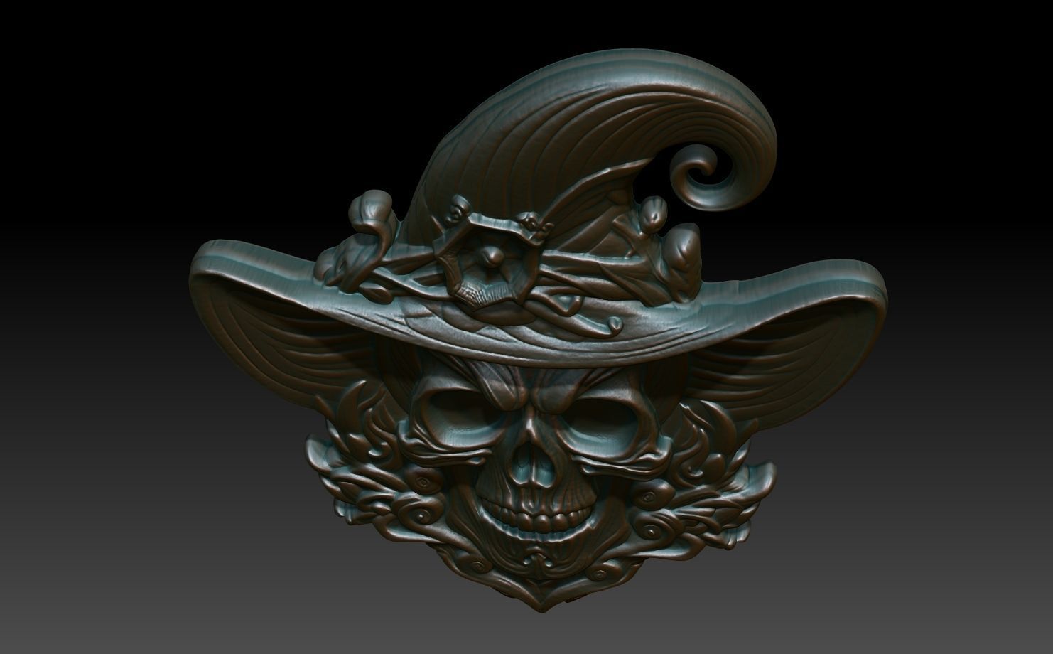 Halloween skull Basrelief 240528 06 3D print model_3