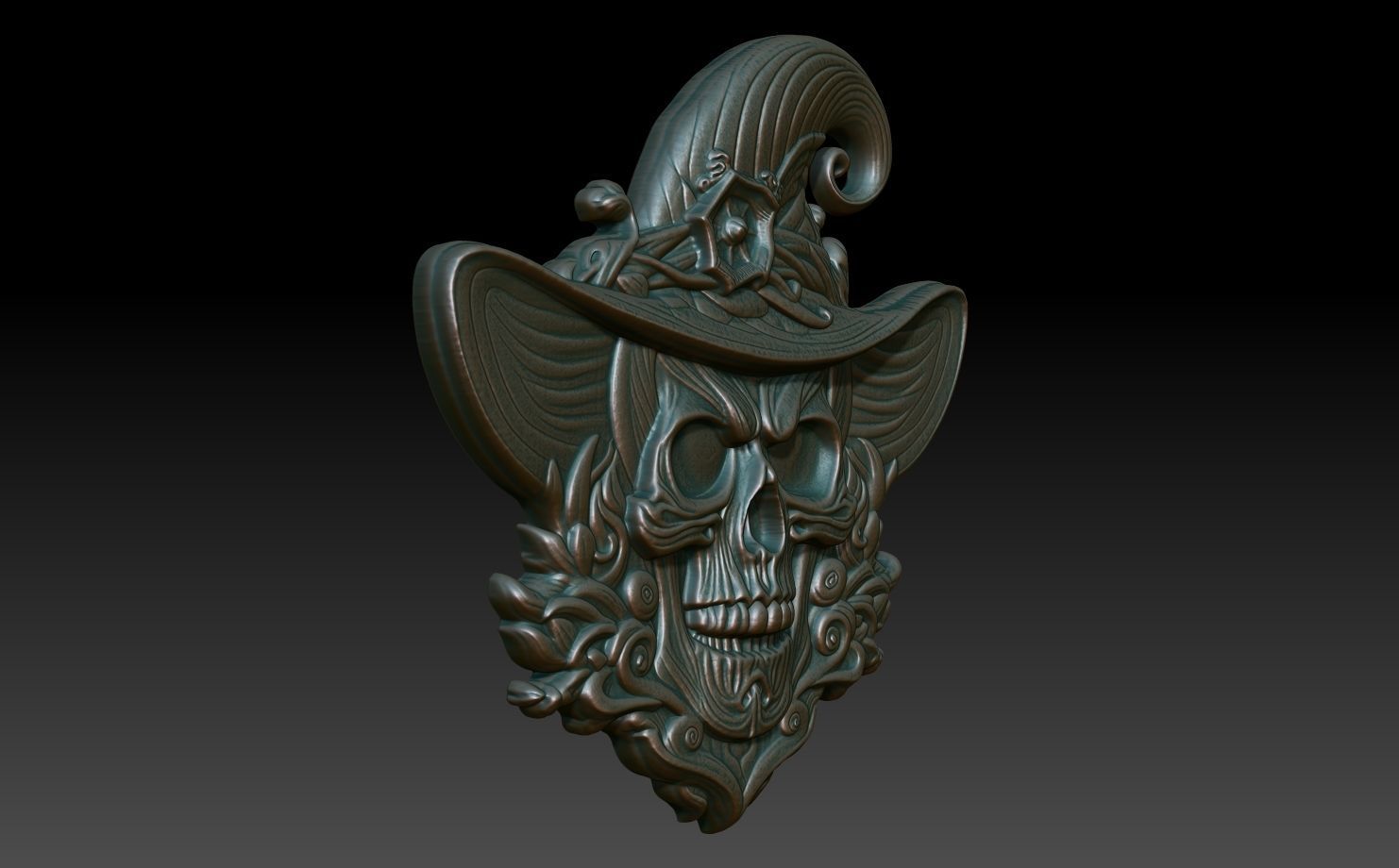 Halloween skull Basrelief 240528 06 3D print model_2