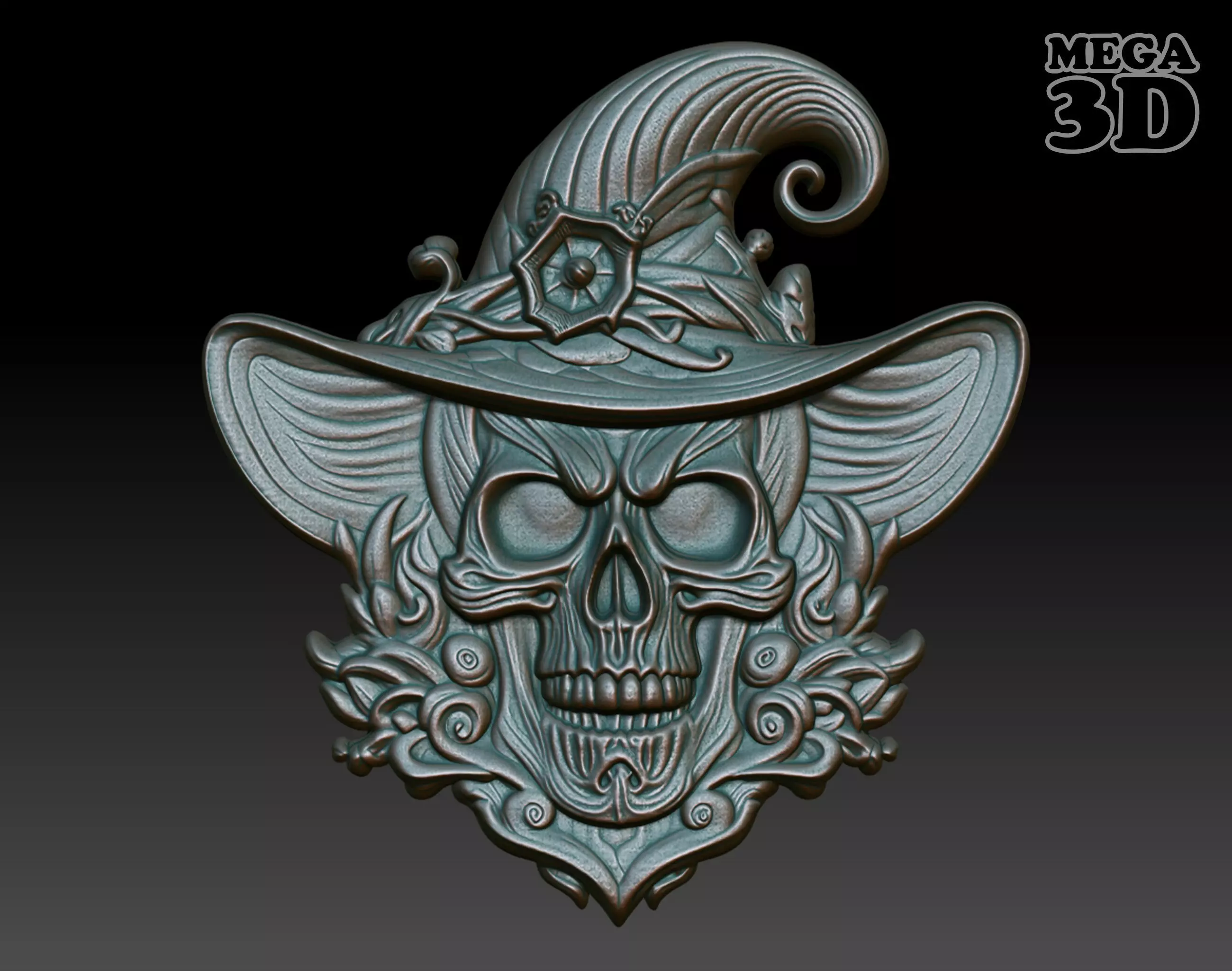 Halloween skull Basrelief 240528 06 3D print model_0