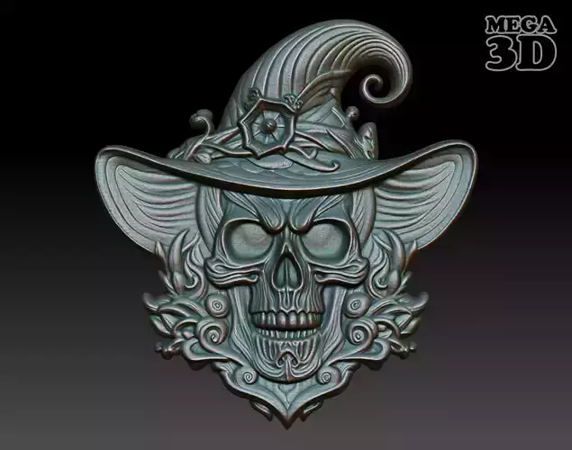 Halloween skull Basrelief 240528 06 3D print model