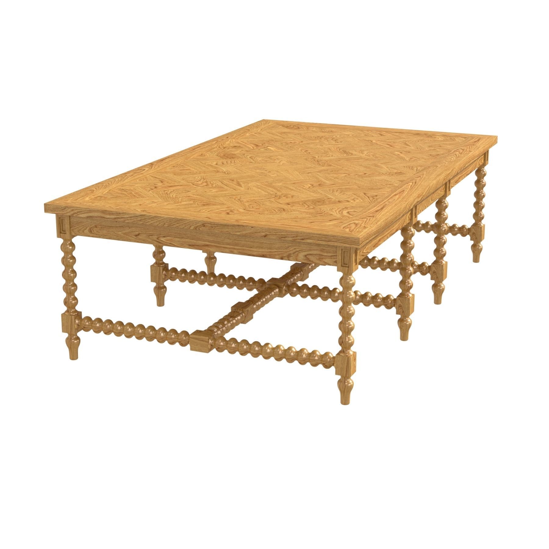 ABIDE INTERIORS Elene Bobbin Coffee Table  Herringbone Top 3D model_2