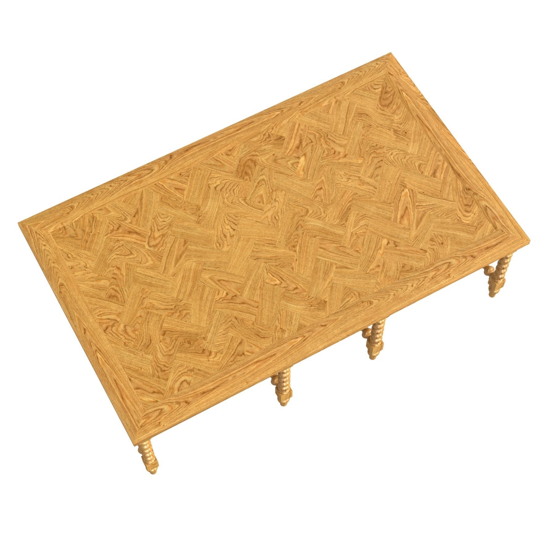 ABIDE INTERIORS Elene Bobbin Coffee Table  Herringbone Top 3D model_3