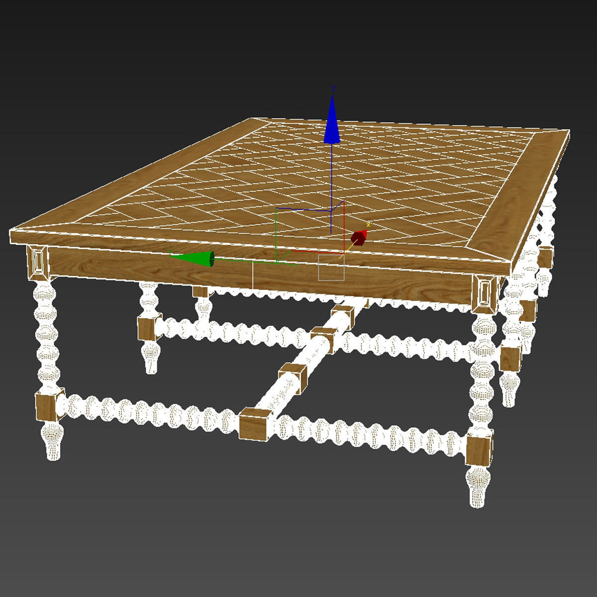 ABIDE INTERIORS Elene Bobbin Coffee Table  Herringbone Top 3D model_6