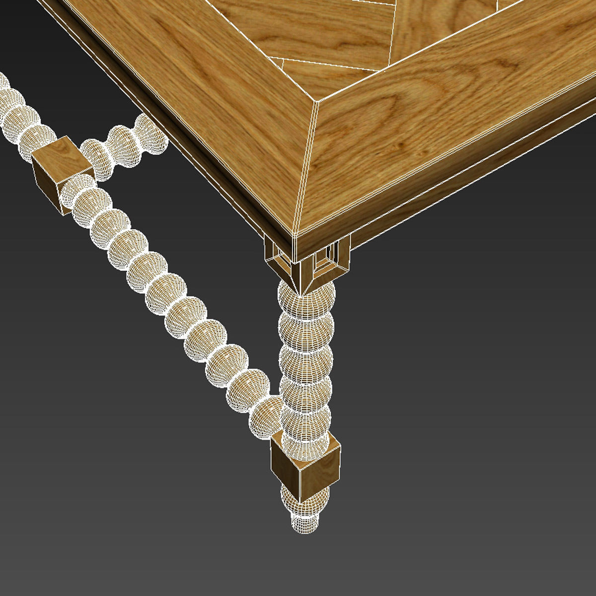 ABIDE INTERIORS Elene Bobbin Coffee Table  Herringbone Top 3D model_5