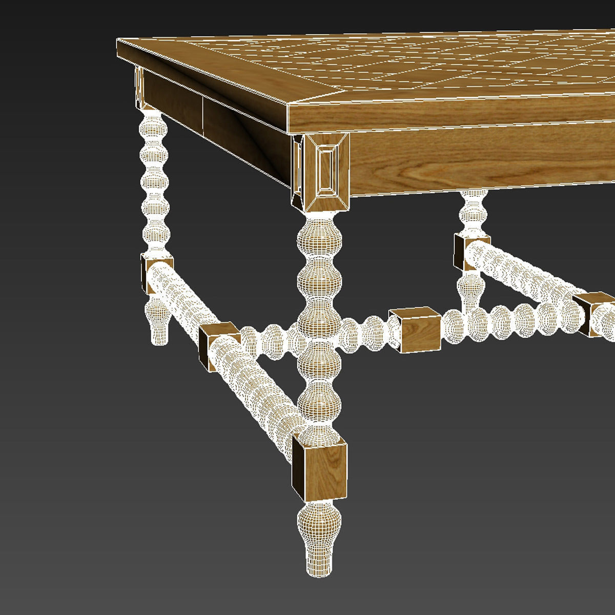 ABIDE INTERIORS Elene Bobbin Coffee Table  Herringbone Top 3D model_7