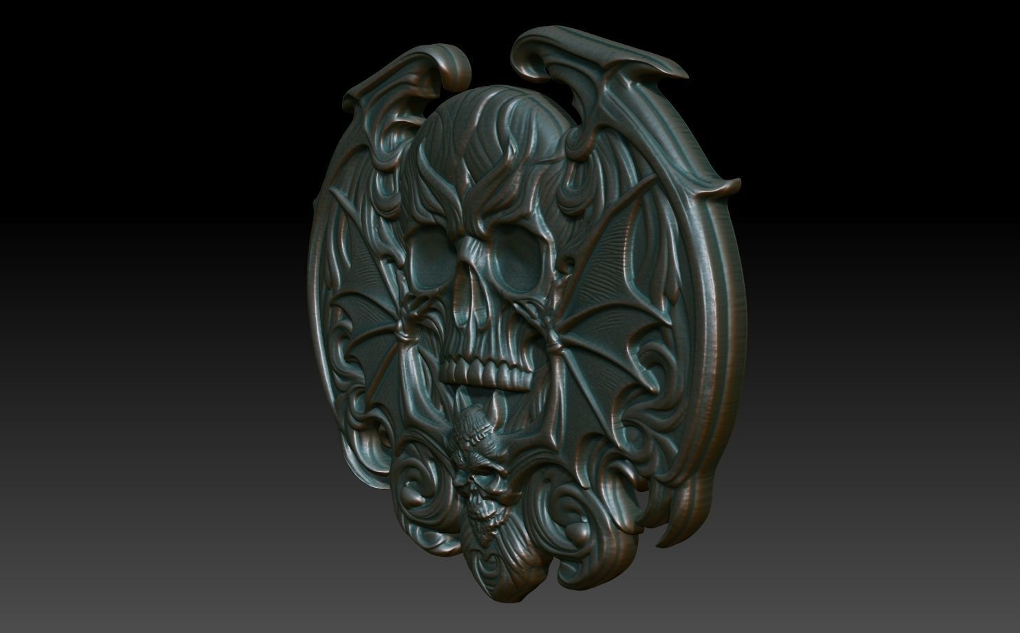 Halloween skull Basrelief 240528 05 3D print model_1