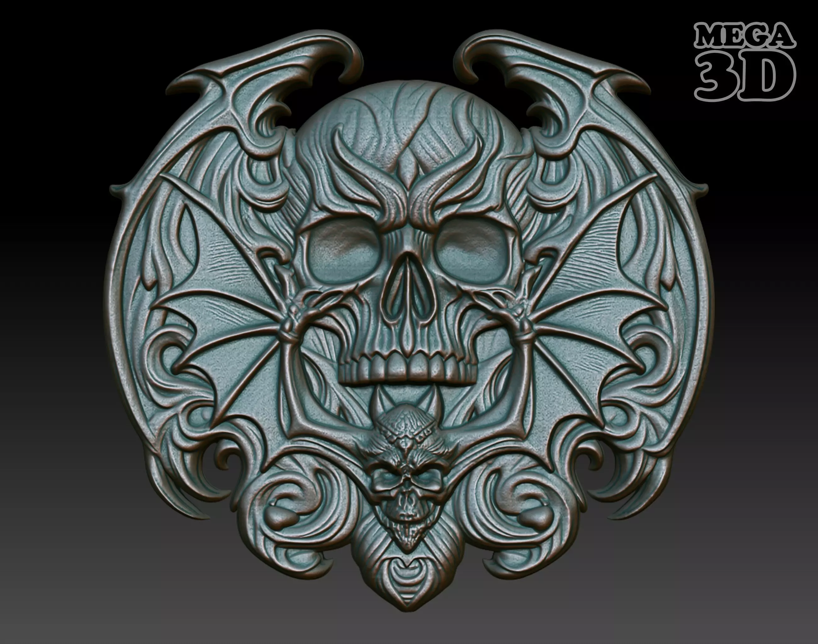 Halloween skull Basrelief 240528 05 3D print model_0