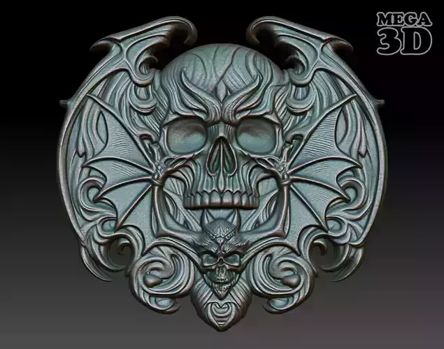 Halloween skull Basrelief 240528 05 3D print model