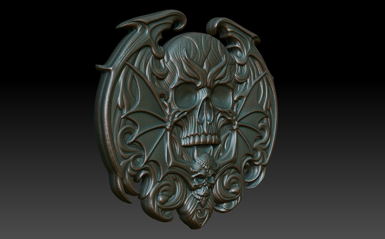Halloween skull Basrelief 240528 05 3D print model_2