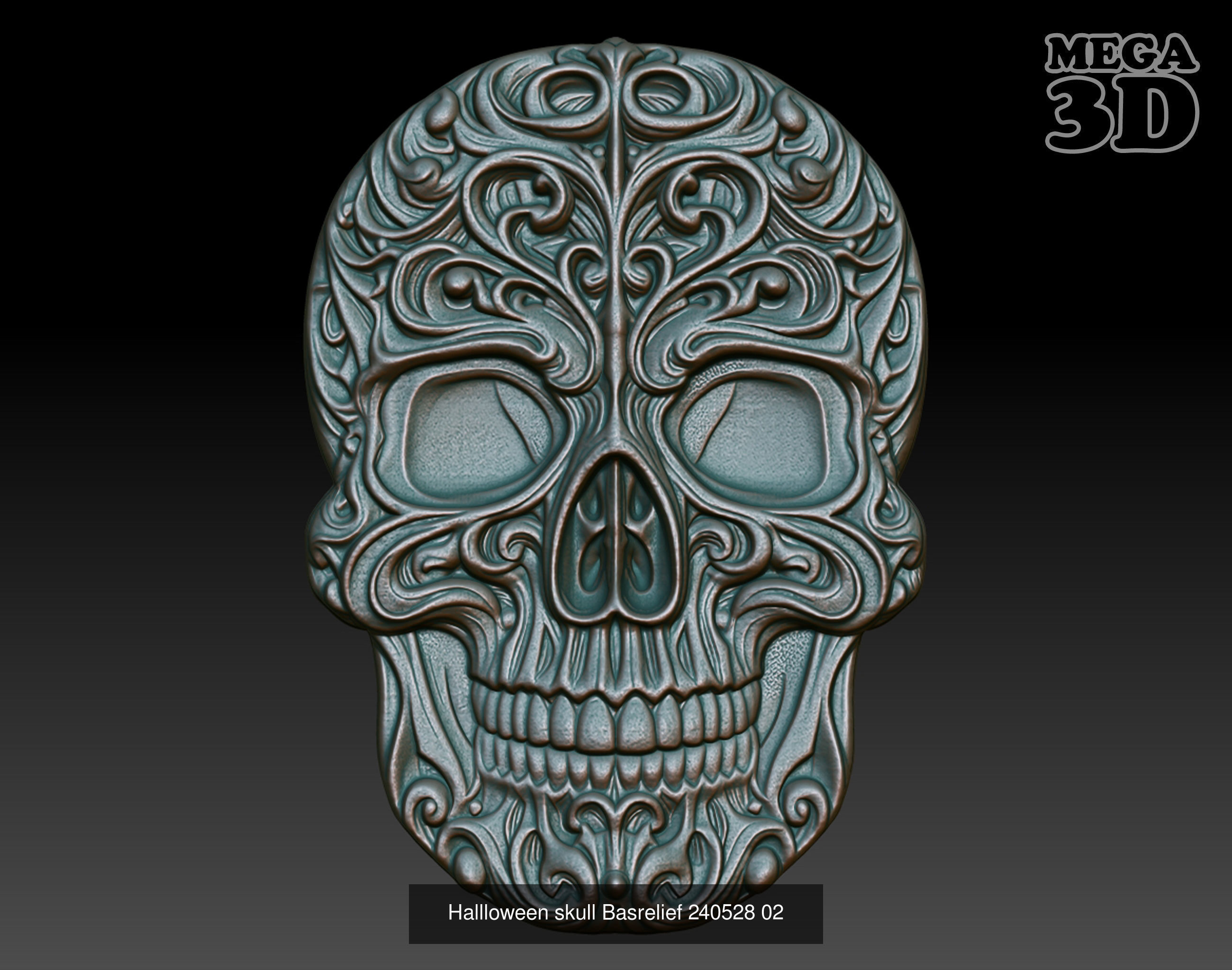 Halloween Skull Basrelief Pack 240528  3D Model Collection_8