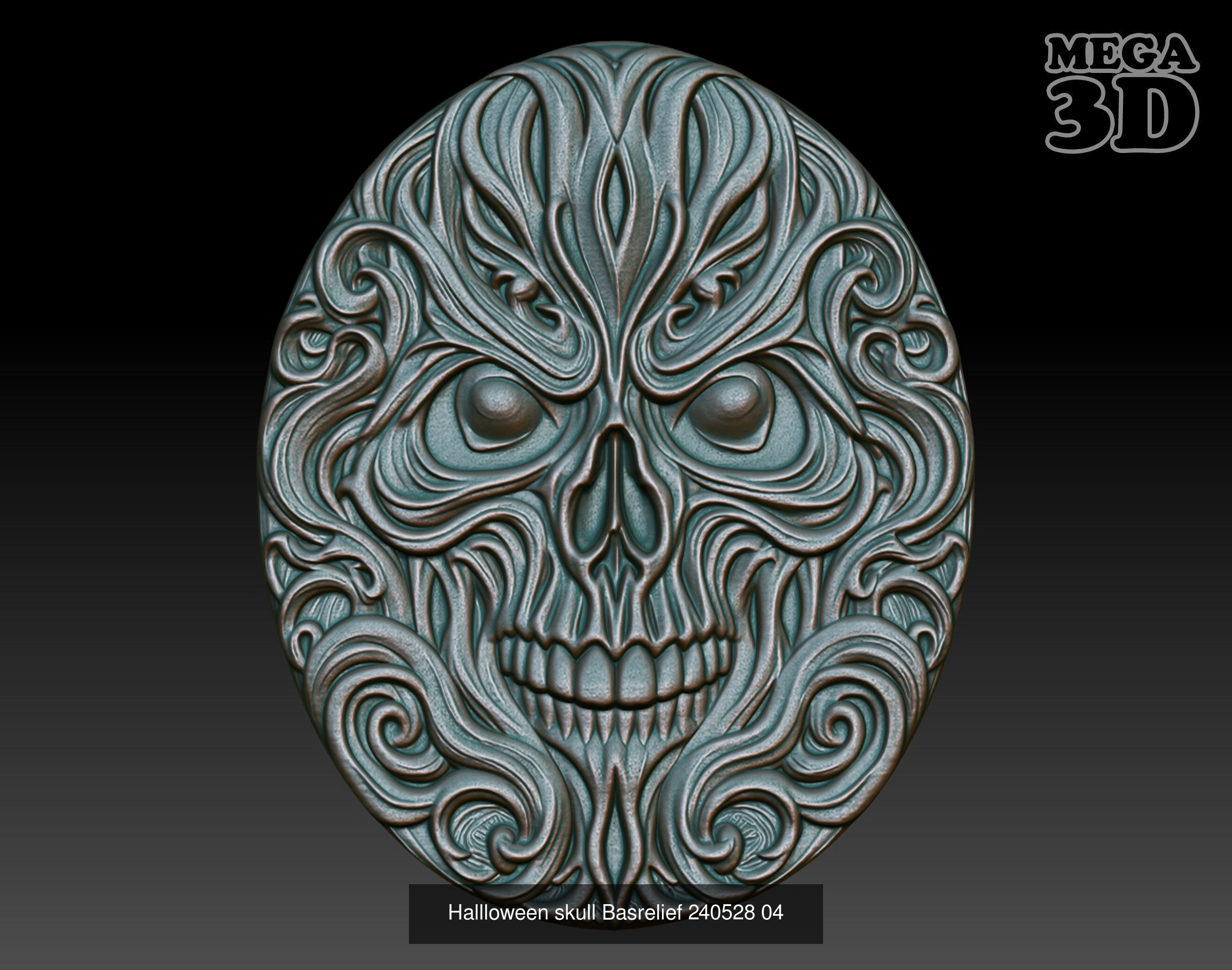 Halloween Skull Basrelief Pack 240528  3D Model Collection_6