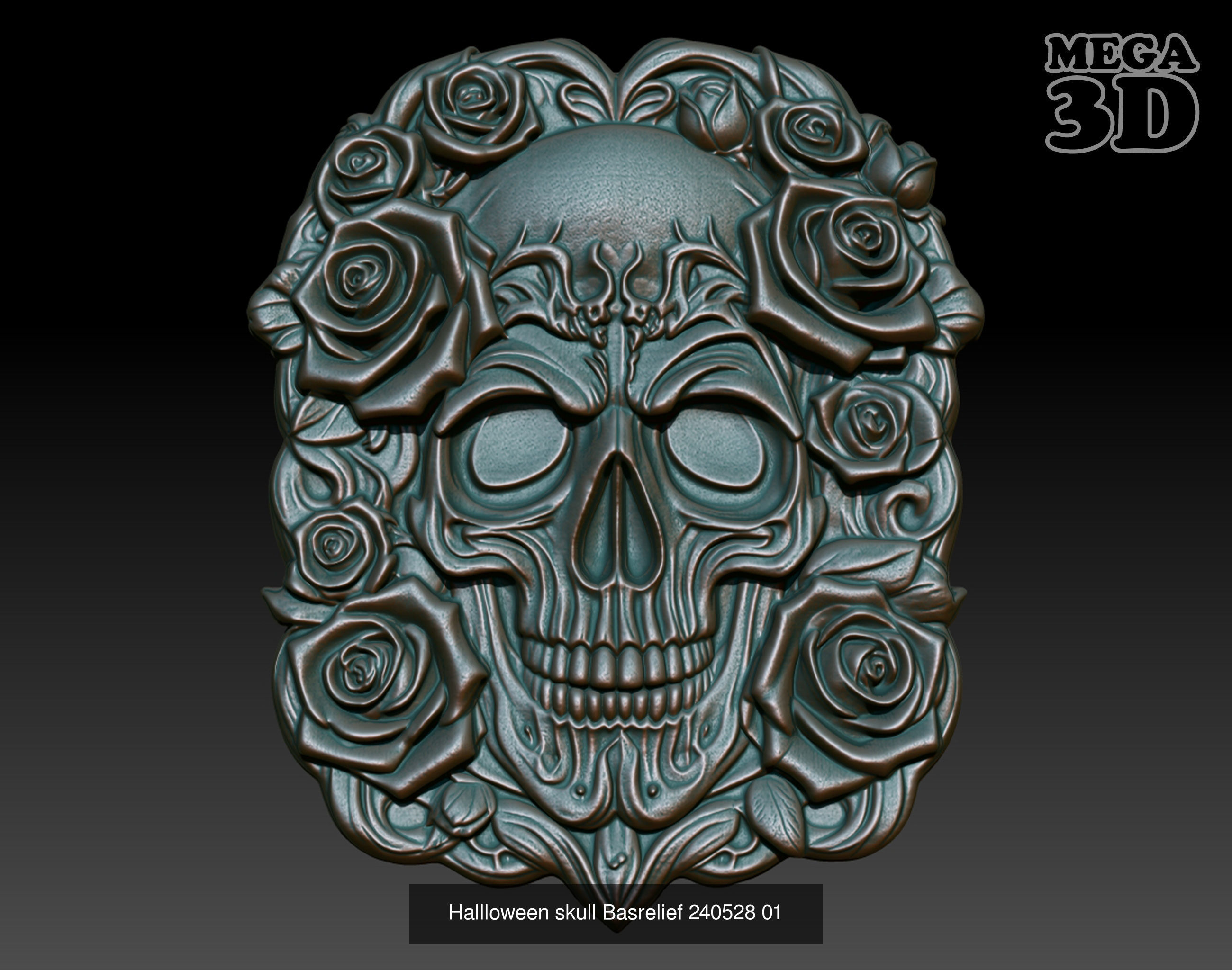 Halloween Skull Basrelief Pack 240528  3D Model Collection_9