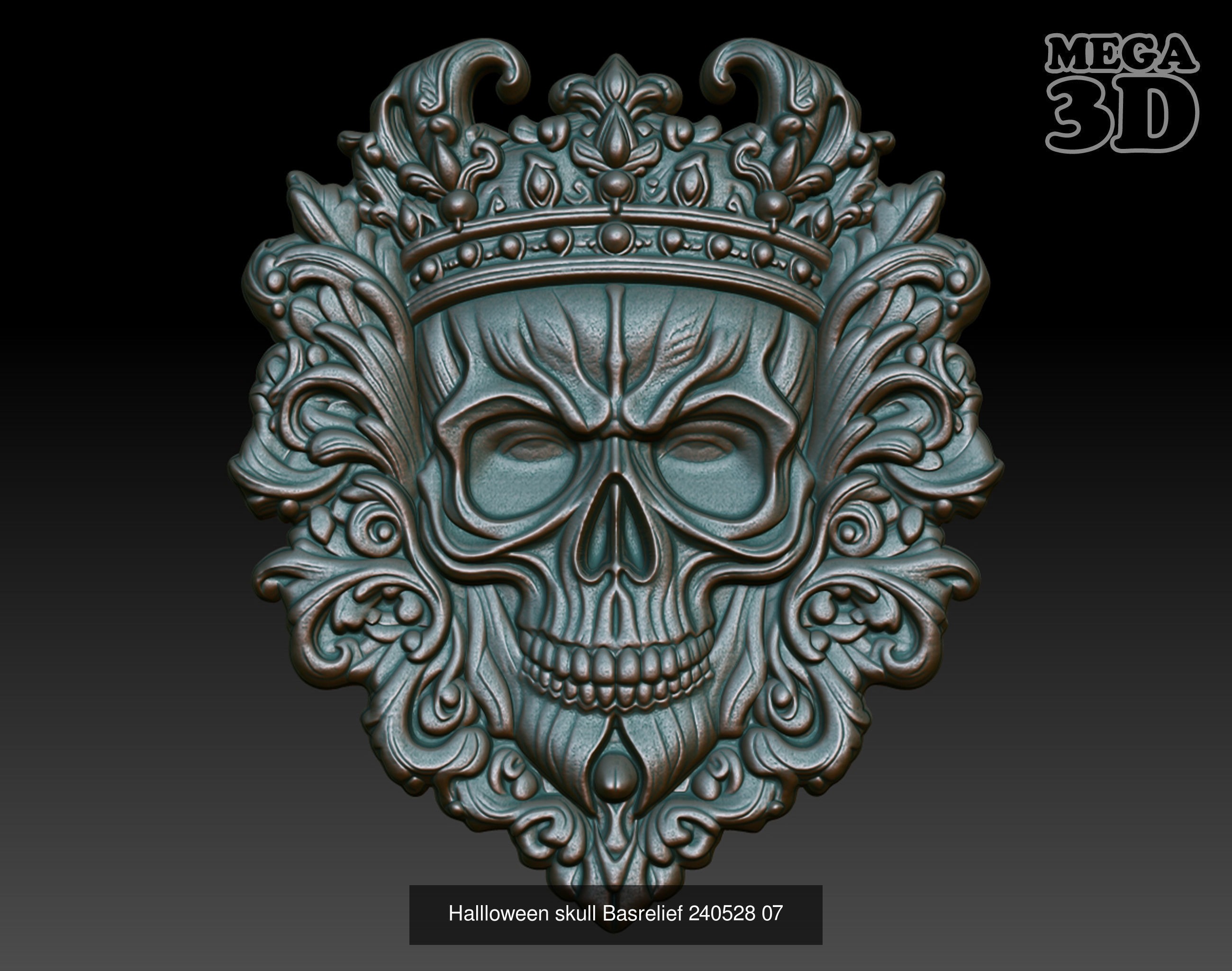 Halloween Skull Basrelief Pack 240528  3D Model Collection_3