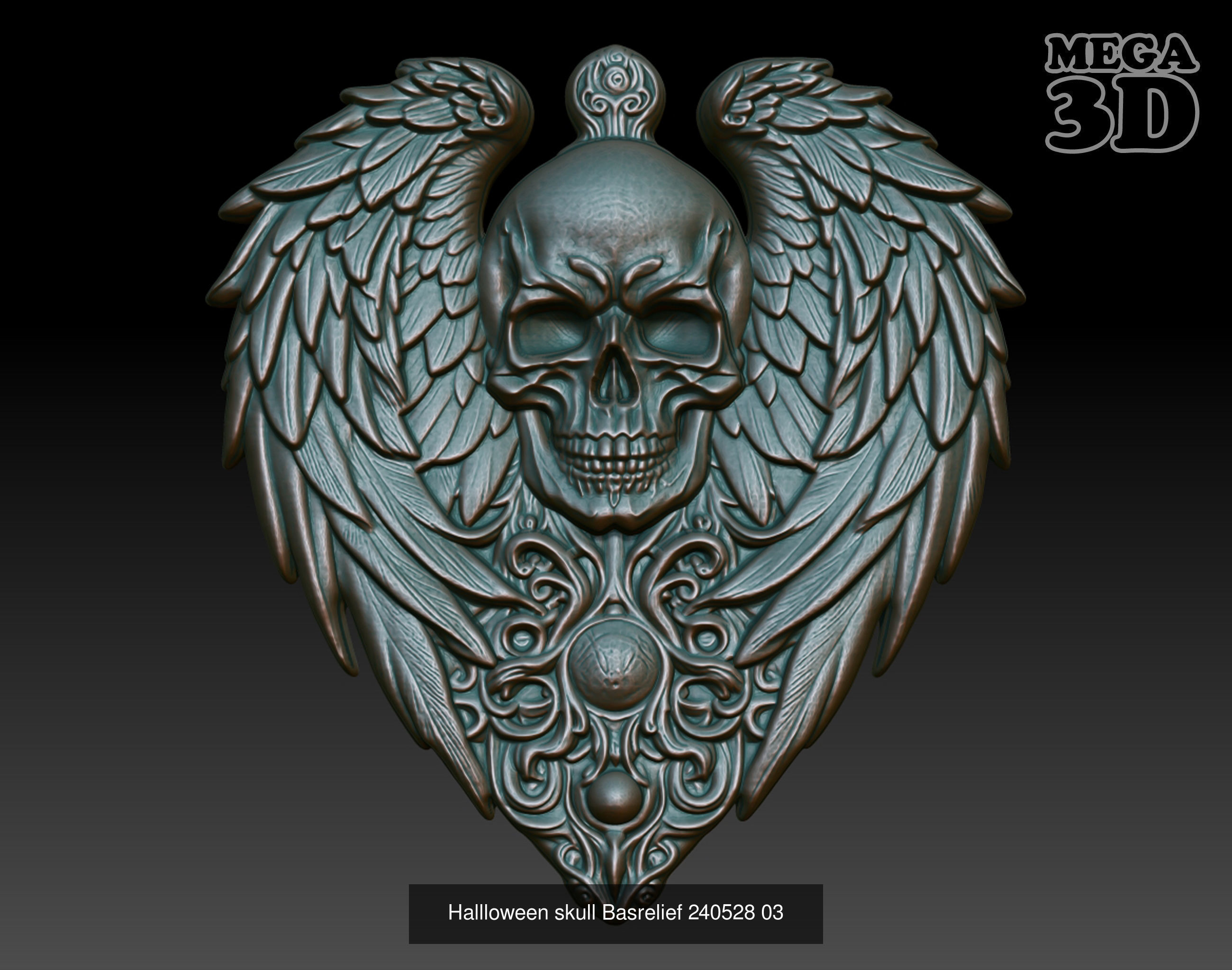 Halloween Skull Basrelief Pack 240528  3D Model Collection_7