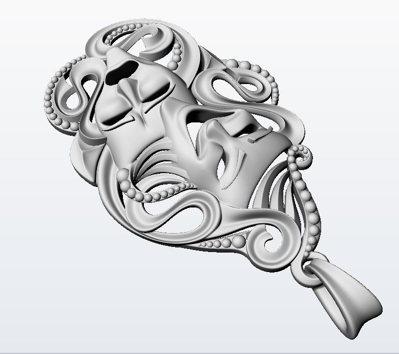 Drama masks pendant 3D print model_10