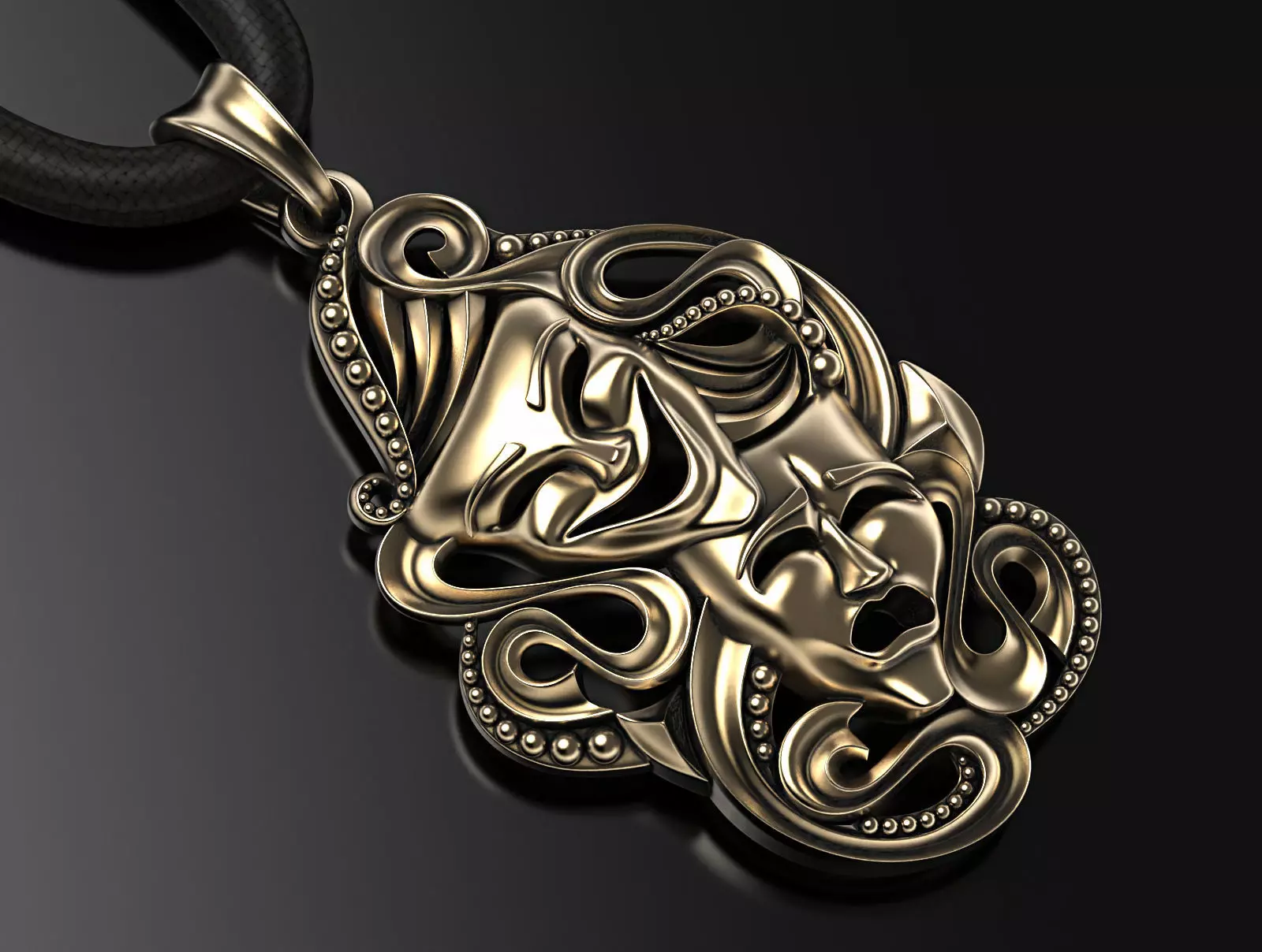 Drama masks pendant 3D print model_0