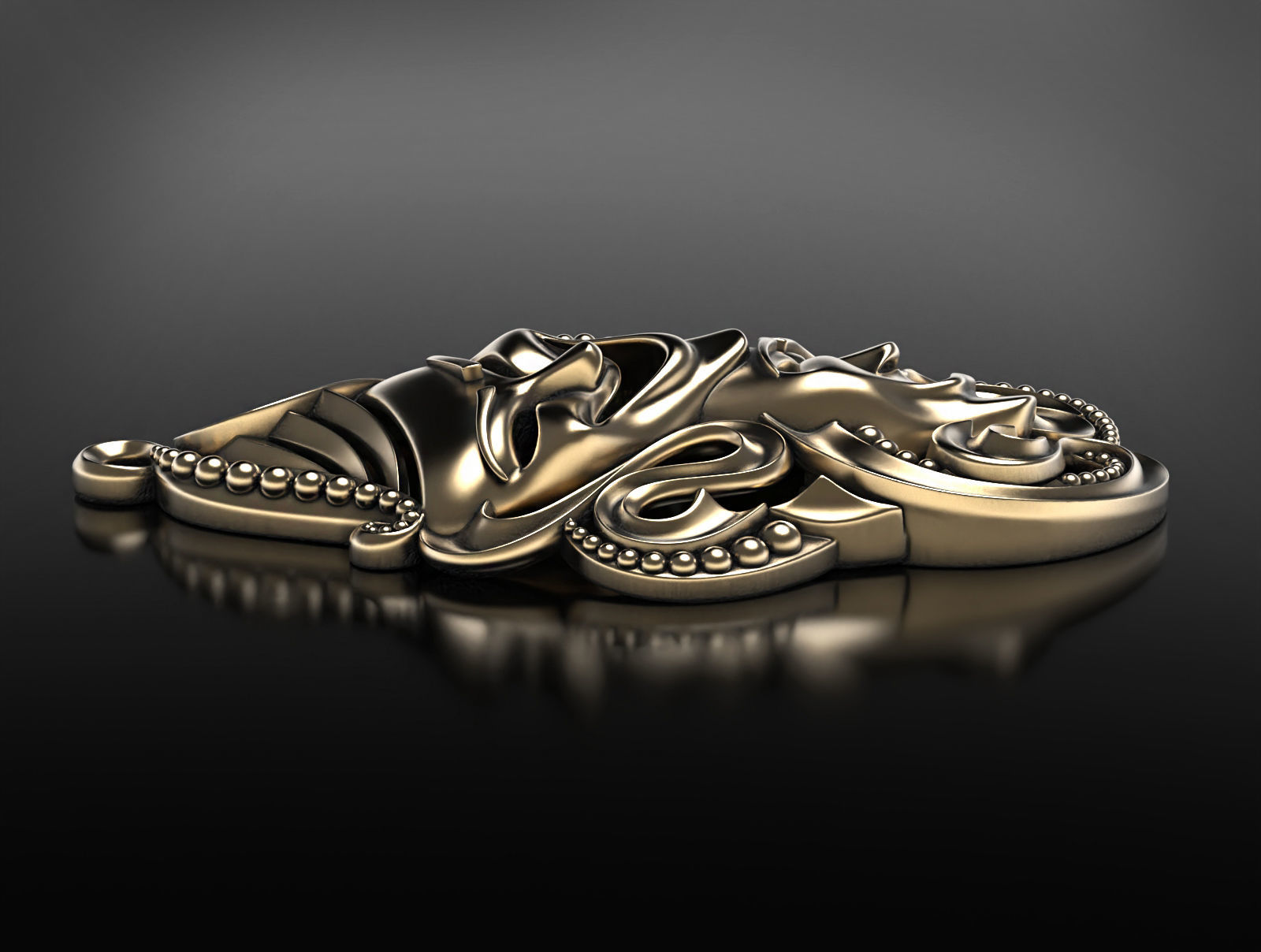 Drama masks pendant 3D print model_6