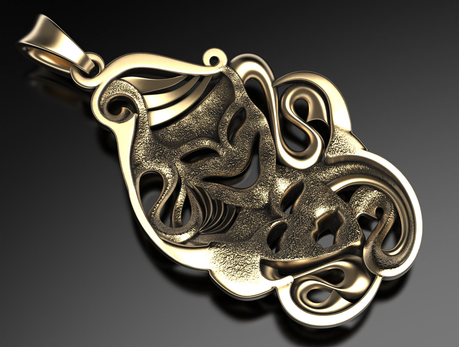 Drama masks pendant 3D print model_7