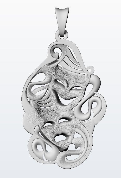 Drama masks pendant 3D print model_14