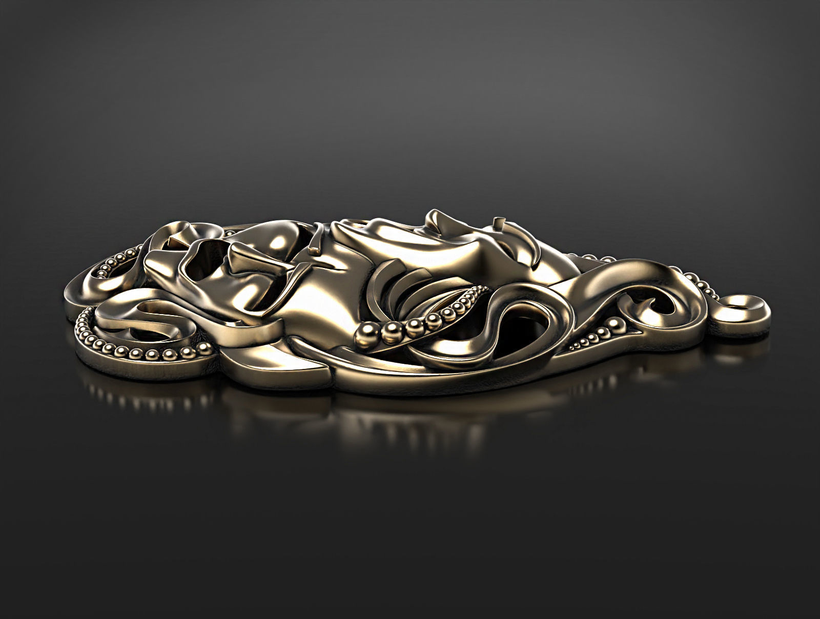 Drama masks pendant 3D print model_5