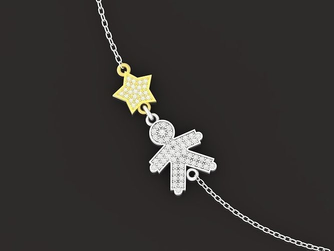 mom-bracelet  star and boy 1181 3D print model