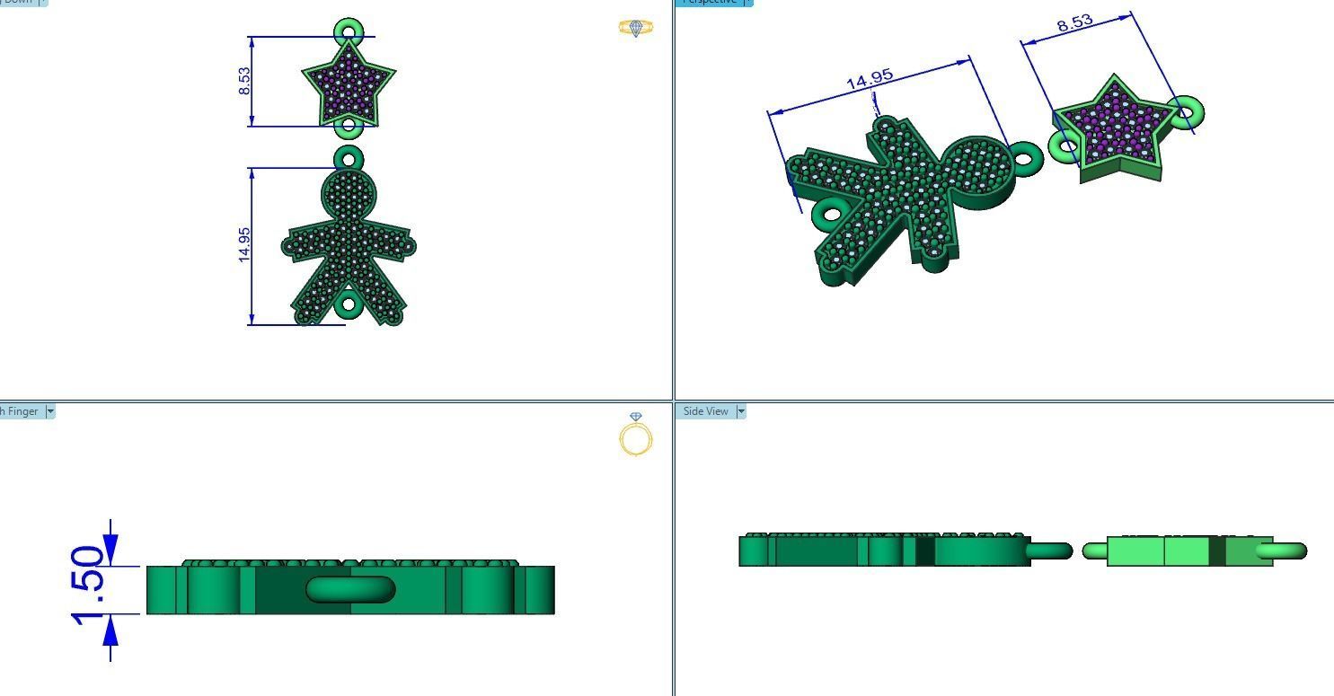 mom-bracelet  star and boy 1181 3D print model_15