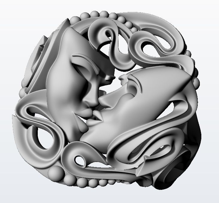 Drama masks ring  3D print model_11