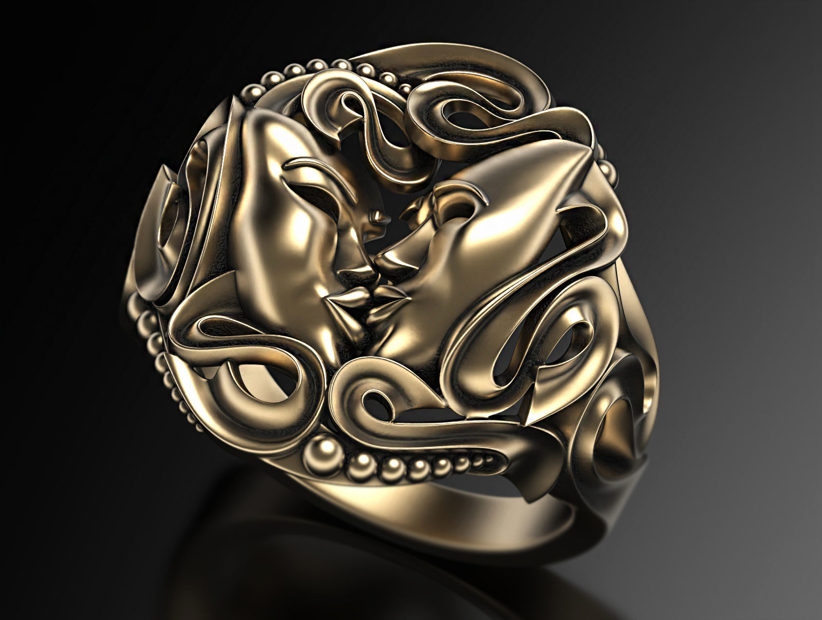 Drama masks ring  3D print model_2