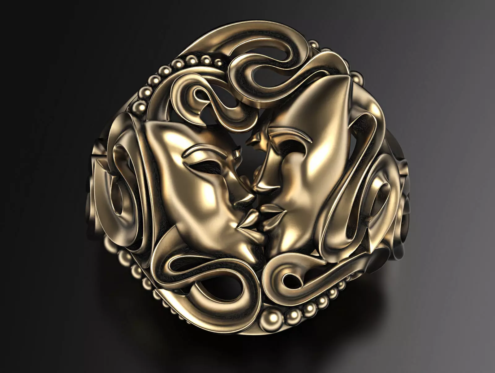 Drama masks ring  3D print model_0