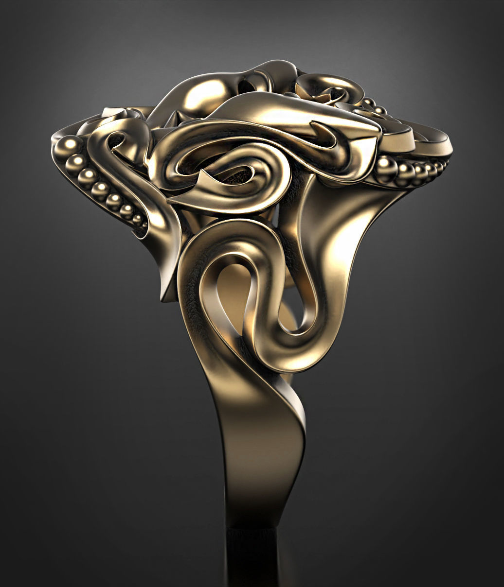 Drama masks ring  3D print model_4