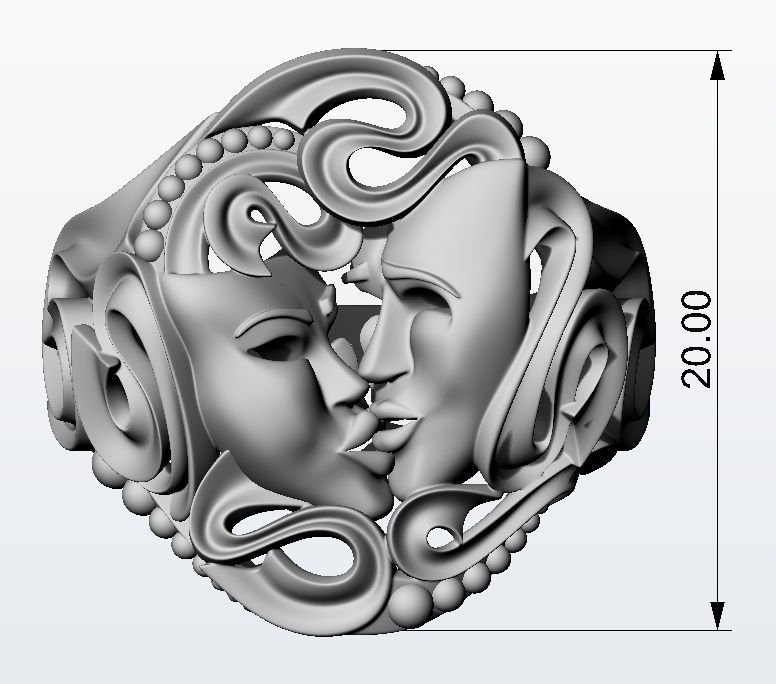 Drama masks ring  3D print model_9