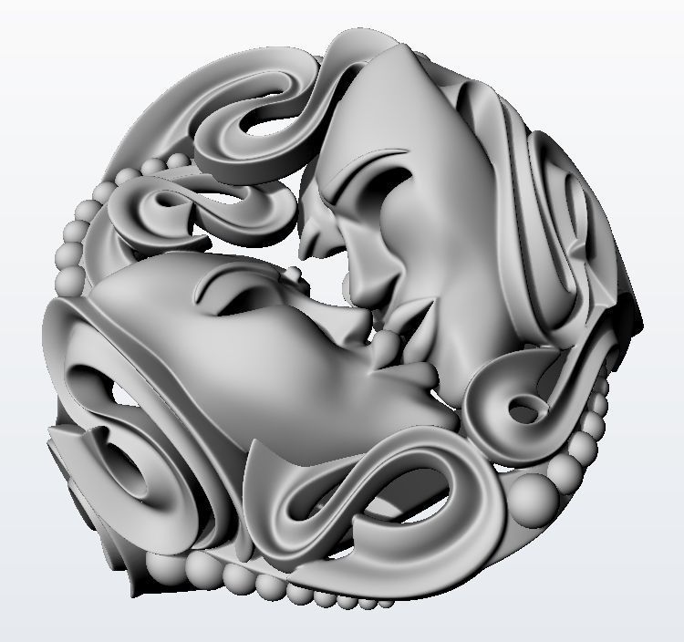Drama masks ring  3D print model_10